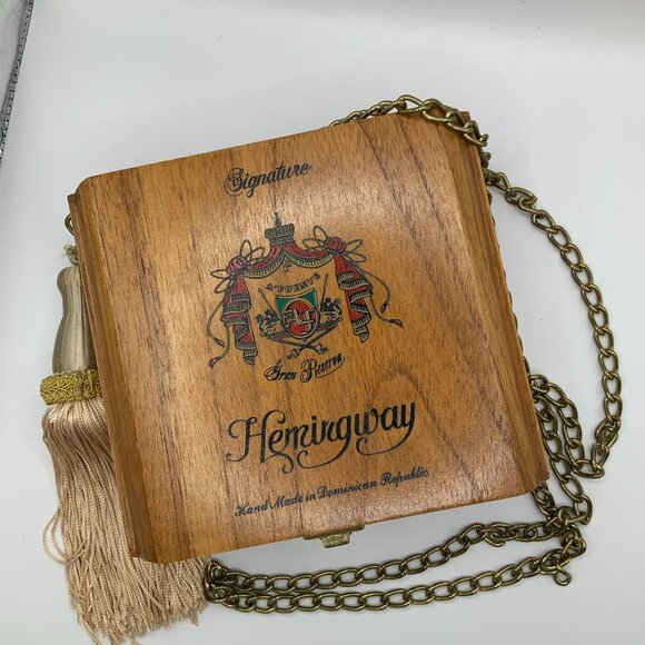 Arturo Fuente Hemingway Signature Vintage Wooden Cigar Box Cross Body Handbag - Picture 1 of 9